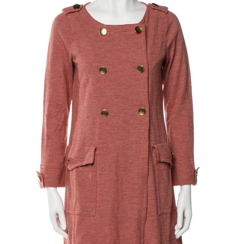 NWT Marc by Marc Jacobs Peacoat Style Coat Dress w/ Pockets Orange Stripe Sz XS